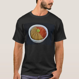 サーモン+ウニ+いくら丼 和食 ブラック Tシャツ
