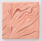 サーモン、ピーチ、サンゴ澄ん、ピンクの波状のミックス ストーンコースター (正面)
