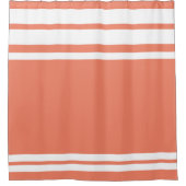 サーモン：モダン白の線 シャワーカーテン (正面)
