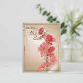 サーモン＆レッドフラワー/ゴールドトリム ポストカード (スタンド正面)