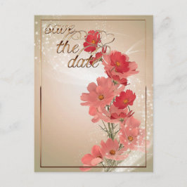 サーモン＆レッドフラワー/ゴールドトリム ポストカード