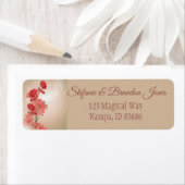 サーモン&レッドフラワー/金ゴールドトリム ラベル (インサイチュ)