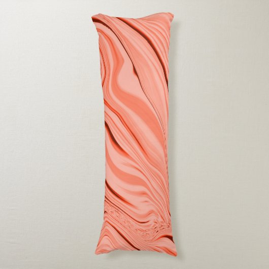 サーモン、桃、サンゴ、ピンクのミックス波状 ボディピロー (正面縦)