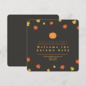 サーモン 秋の葉 赤ちゃんシャワー 招待状 (正面/裏面)