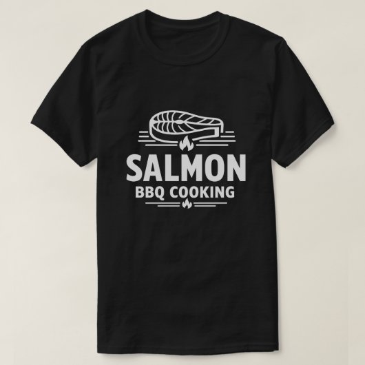 サーモンBBQ調理シーフードグリル Tシャツ (デザイン正面)