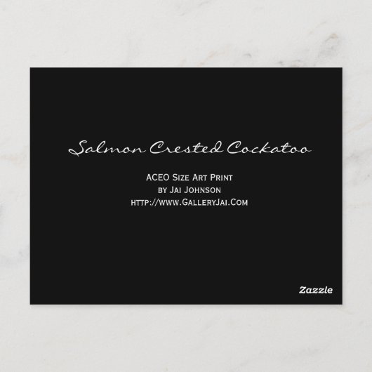 サーモンCrested Cockatoo ACEOアートトレーディングカード ポストカード (裏面)