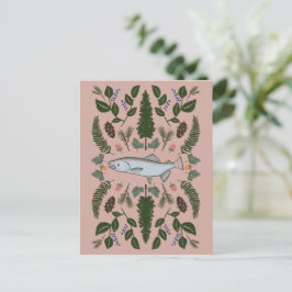 サーモンPNW自然モミのシダの果実のフォーエイジング饗宴 ポストカード