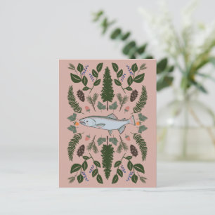 サーモンPNW自然モミのシダの果実のフォーエイジング饗宴 ポストカード