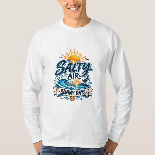 サーモ塩対応 夏の日 海 サマー バケーション Tシャツ (正面)