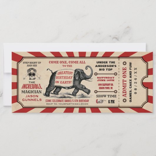 サーラスバースデーパーティチケット招待状ラッフル 招待状 (正面)