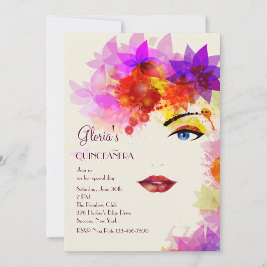 サーラン・ワン 15歳誕生日パーティー招待状 招待状 (正面)