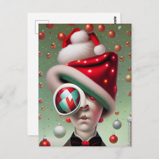 サーレアおもしろいサンタハットキャラクターはがき ポストカード (正面/裏面)