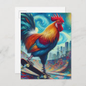 サーレアルスケートボーディングルースター ポストカード (正面/裏面)