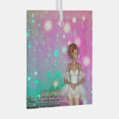 サーレアルピアノグリーン&ピンク背景&バレリーナ ガラスオーナメント (正面右)