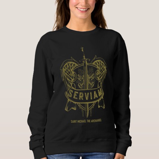サーヴィアムは聖ミカエルに仕える ラテン語句 スウェットシャツ (正面)