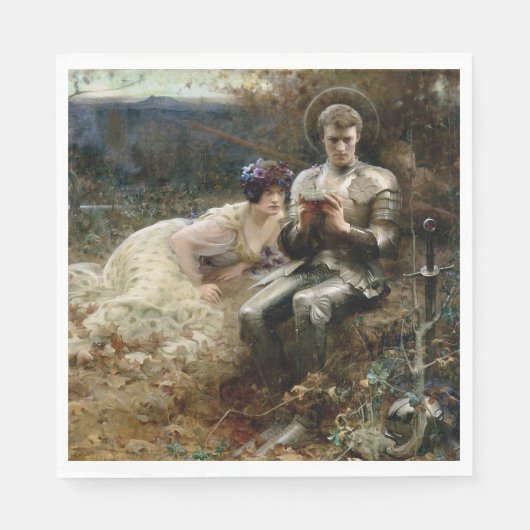 サー・パーシバルの誘惑（中世の騎士） スタンダードランチョンナプキン (正面)