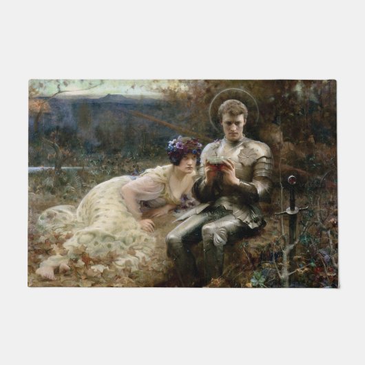 サー・パーシバルの誘惑（中世の騎士） ドアマット (正面)