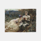 サー・パーシバルの誘惑(中世の騎士) フリースブランケット (正面(横))