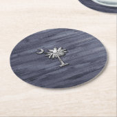 サ素朴ウスカロライナパルメットと月 ラウンドペーパーコースター (アングル)