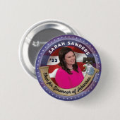 サ選ラ·サンダース氏，アーカンソー州知事 缶バッジ (正面&裏面)