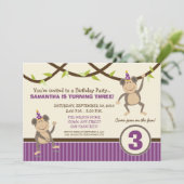 サ間抜けルの誕生日パーティーの招待(ラベンダー) 招待状 (スタンド正面)