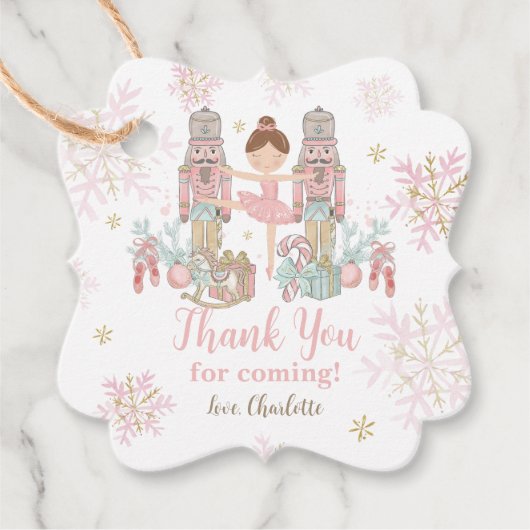 ザくるみクラッカーバレエ赤面ピンクウィンタークリスマス フェイバータグ (正面)