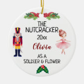ザくるみクラッカー&バレリーナ名前をカスタムする&文字 セラミックオーナメント (正面)