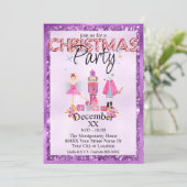 ザくるみ割りクリスマスウォーターカラーパープルグリッター 招待状 (スタンド正面)