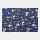 ザくるみ割りクリスマスバレエヴィンテージネイビーブルー キッチンタオル (横)