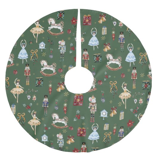 ザくるみ割りクリスマスバレエヴィンテージ水色 ブラッシュドポリエステルツリースカート (正面)