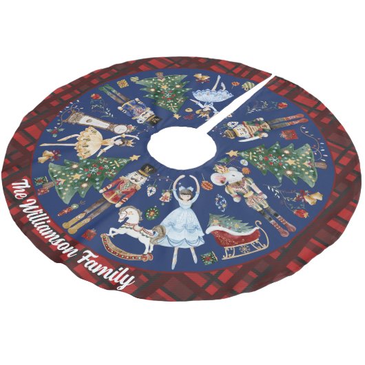 ザくるみ割りクリスマスバレエヴィンテージ水色 ブラッシュドポリエステルツリースカート (アングル)