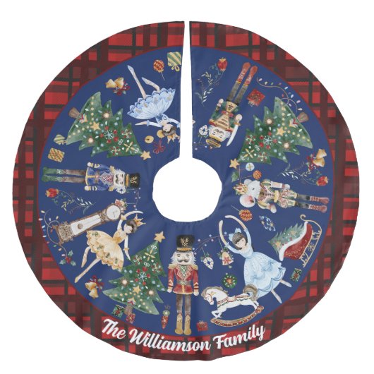 ザくるみ割りクリスマスバレエヴィンテージ水色 ブラッシュドポリエステルツリースカート (正面)