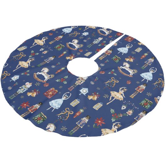 ザくるみ割りクリスマスバレエヴィンテージ水色 ブラッシュドポリエステルツリースカート (アングル)