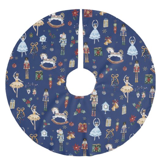 ザくるみ割りクリスマスバレエヴィンテージ水色 ブラッシュドポリエステルツリースカート (正面)