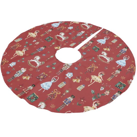 ザくるみ割りクリスマスバレエヴィンテージ水色 ブラッシュドポリエステルツリースカート (アングル)