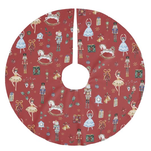 ザくるみ割りクリスマスバレエヴィンテージ水色 ブラッシュドポリエステルツリースカート (正面)