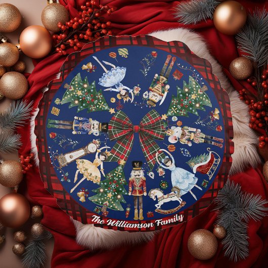 ザくるみ割りクリスマスバレエヴィンテージ水色 ラウンドクッション