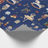 ザくるみ割りクリスマスバレエヴィンテージ水色 ラッピングペーパー (角)