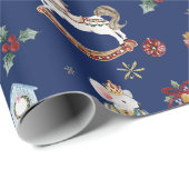 ザくるみ割りクリスマスバレエヴィンテージ水色 ラッピングペーパー (ロールコーナー)