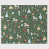 ザくるみ割りクリスマスバレエヴィンテージ水色 ラッピングペーパー (フラット)