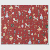 ザくるみ割りクリスマスバレエヴィンテージ水色 ラッピングペーパー (フラット)