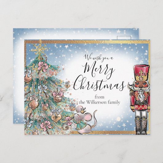 ザくるみ割り名前をカスタムするメリークリスマス ポストカード (正面/裏面)