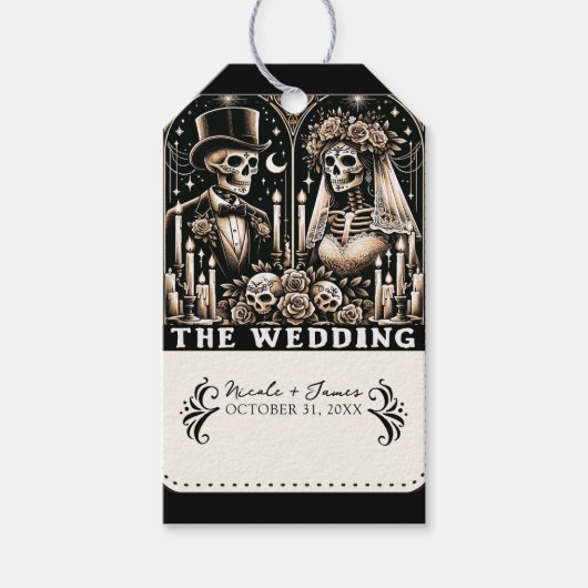 ザの結婚タロットスケルトン新郎新婦 ギフトタグ (正面)