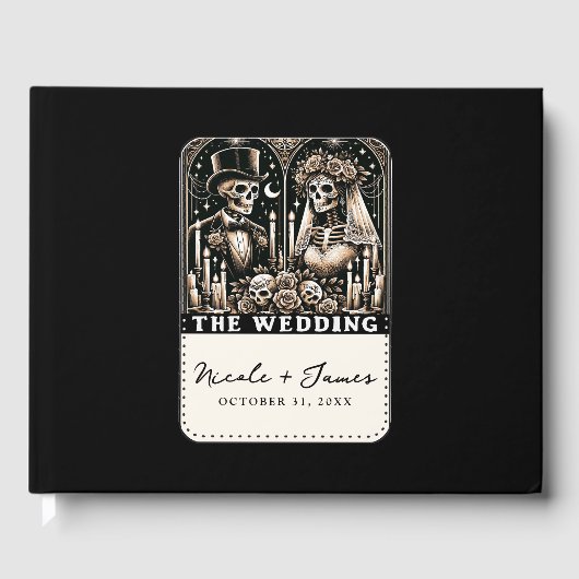 ザの結婚タロットスケルトン新郎新婦 ゲストブック (正面)
