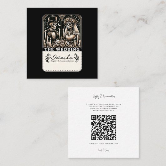 ザの結婚タロットスケルトン新郎新婦 スクエア名刺 (正面/裏面)