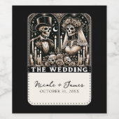 ザの結婚タロットスケルトン新郎新婦 ワインラベル (シングルラベル)