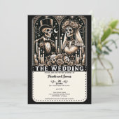 ザの結婚タロットスケルトン新郎新婦 招待状 (スタンド正面)