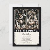 ザの結婚タロットスケルトン新郎新婦 招待状 (正面)