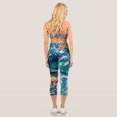 ザアイスとザフィッシュ抽象芸術ブルーティール(緑がかった色)金ゴールド白 カプリレギンス (裏面)