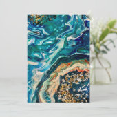 ザアイスとザフィッシュ抽象芸術ブルーティール(緑がかった色)金ゴールド白 招待状 (スタンド正面)